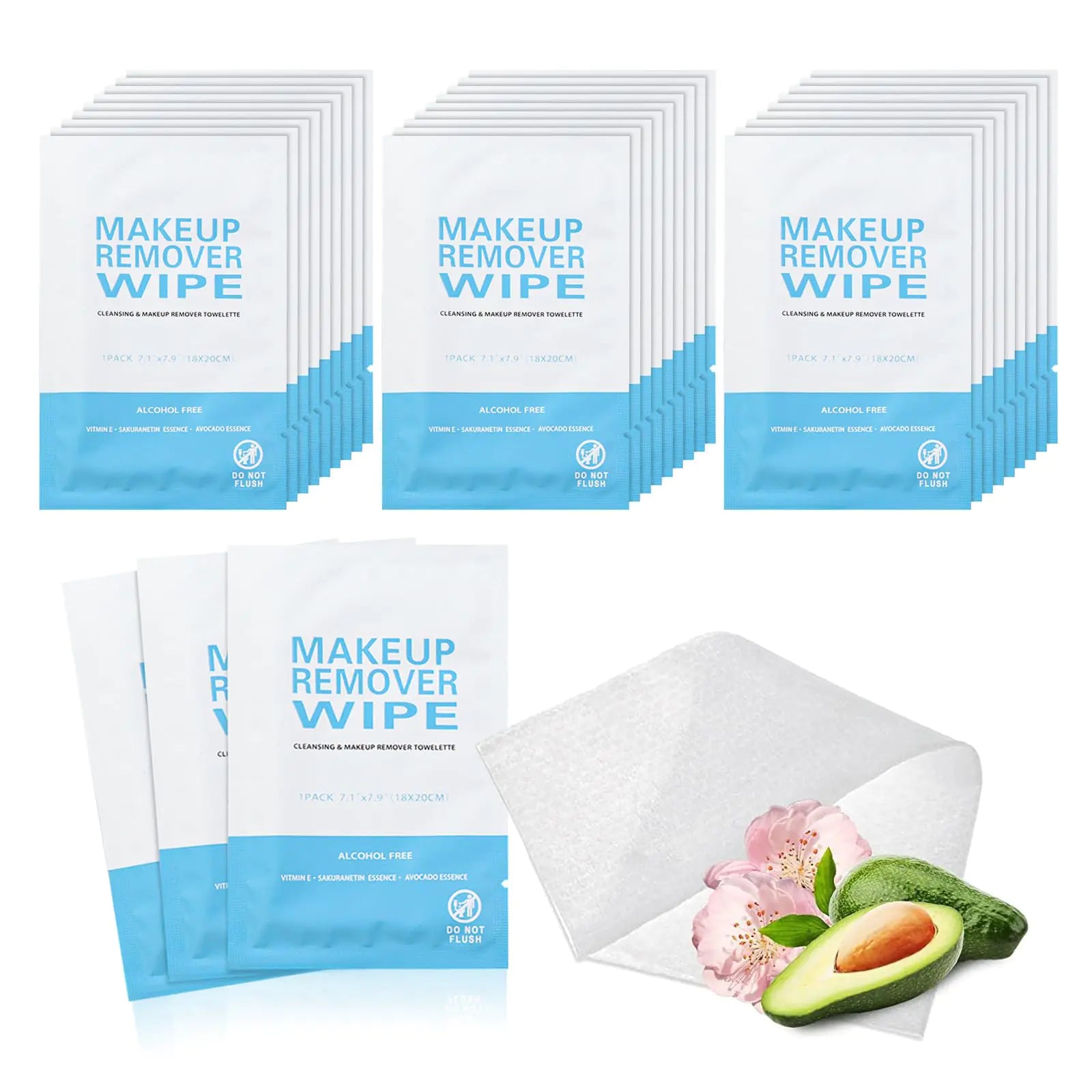 Makeup Remover Wet Wipes Individually Wrapped 200 Pack Individual Wet Wipes Clean Face Quickly Wet Wipes Bulk for Makeup Perfect for Travel Hotel Large Parties