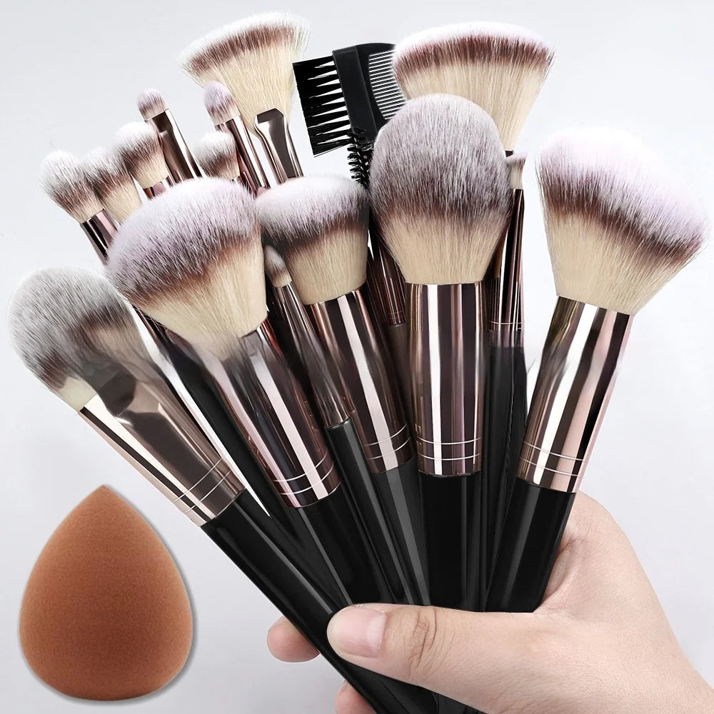 Black Makeup Brush Set – Face & Eyes