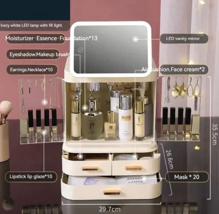 Lighted Mirror Makeup Storage Box