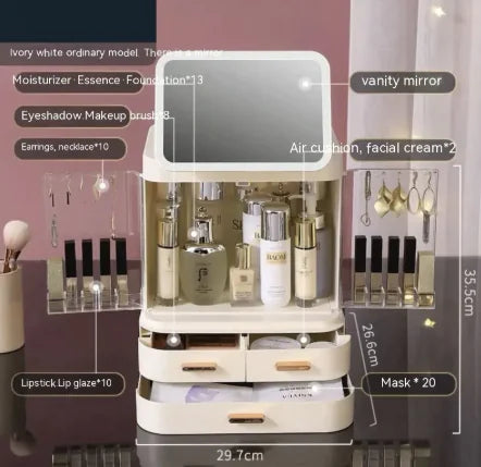 Lighted Mirror Makeup Storage Box